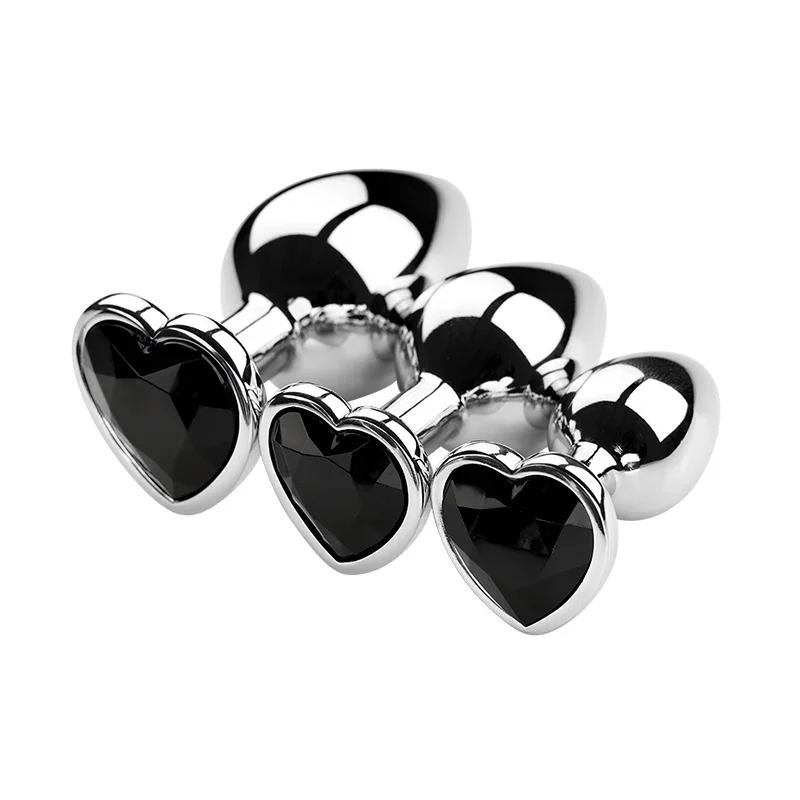 Stainless Steel Anal Plug Heart Shape 3 Sizes Crystal Anal Plug Removable Butt Plug Stimulator Anal Sex Toys Prostate Massager