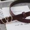 New Double Heart Gold Buckle Fashion Women's Thin Belt Pants Jeans Dress Belt Women Designer Belt