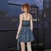 UNIFREE Celebrity Asymmetric Denim Cami Mini Dress
