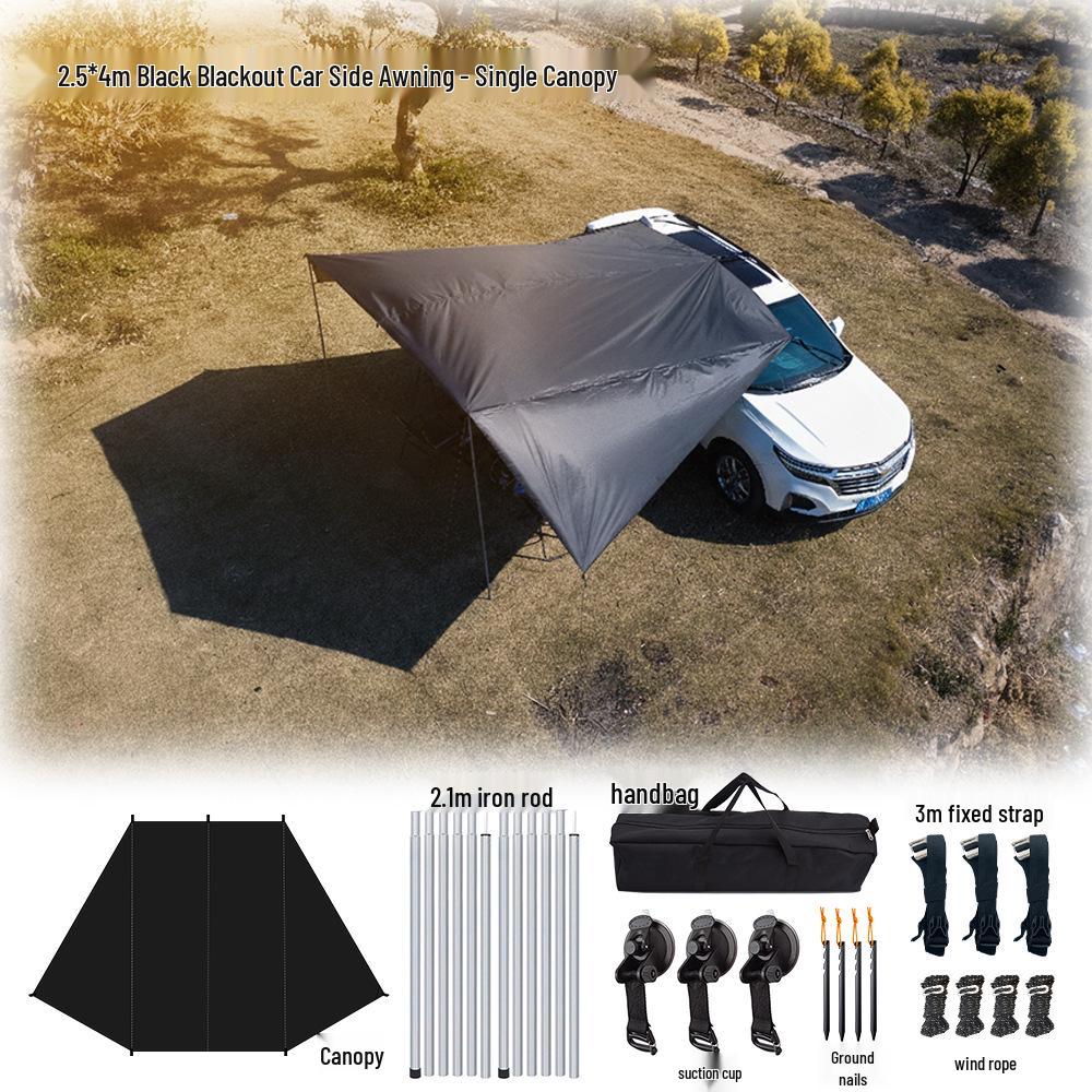 Universal Outdoor Car Awning for Camping and Touring - Black Vinyl