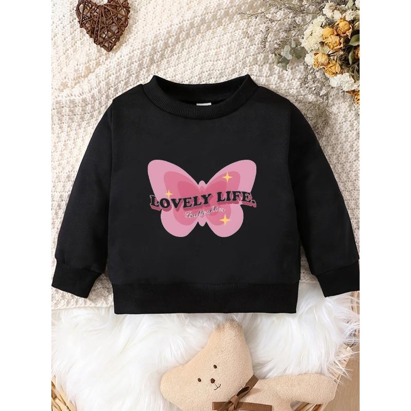 European sizes Spring and Autumn Baby Kid Comfortable Simple Printed Pattern Versatile Round Neck Hoodie