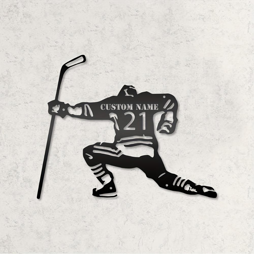 Custom Hockey Metal Wall Art Personalized Ice Player Silhouette Sports Room Decor