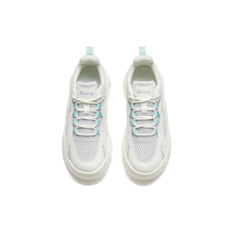 New Anta Life Collection Bunny Wear Resistant Low Top Casual Shoes Women's White Purple Blue 122328889-4