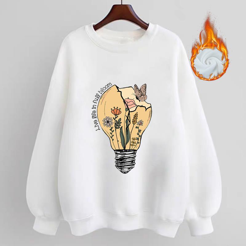 

(Asian Size) Women Print Cartoon Trend Flower 90s Casual Warm Pullovers Fall Autumn Winter Lady Spring Fleece Clothes Fashion Graphic Sweatshirts