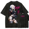 Cyberpunk Cotton T-shirt Men Women Washed Hip Hop Heavyweigh Streetwear Oversized Hip Hop Y2k Harajuku Short Sleeve Female Male Clothing