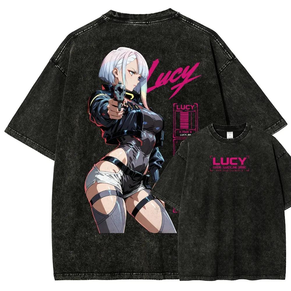 Cyberpunk Cotton T-shirt Men Women Washed Hip Hop Heavyweigh Streetwear Oversized Hip Hop Y2k Harajuku Short Sleeve Female Male Clothing