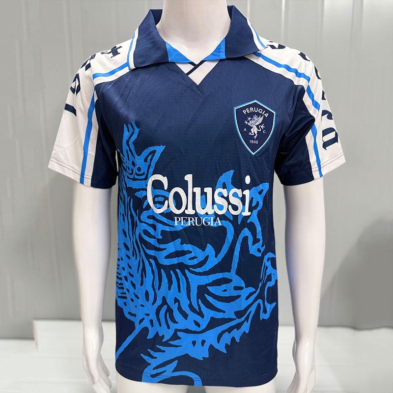Retro Perugia 9798 Away Football Jersey (S-2XL) Large синий