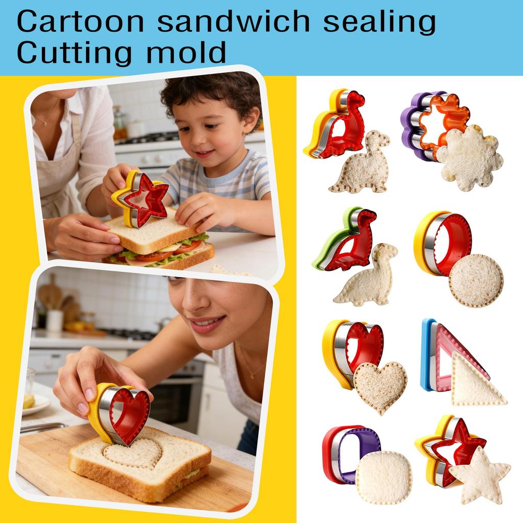 Cartoon Sandwich Sealing And Cutting Mold - Bread Edge Presser, Suitable For And Pastries, A Great DIY Lunchbox Kitchen Tool For Kids.