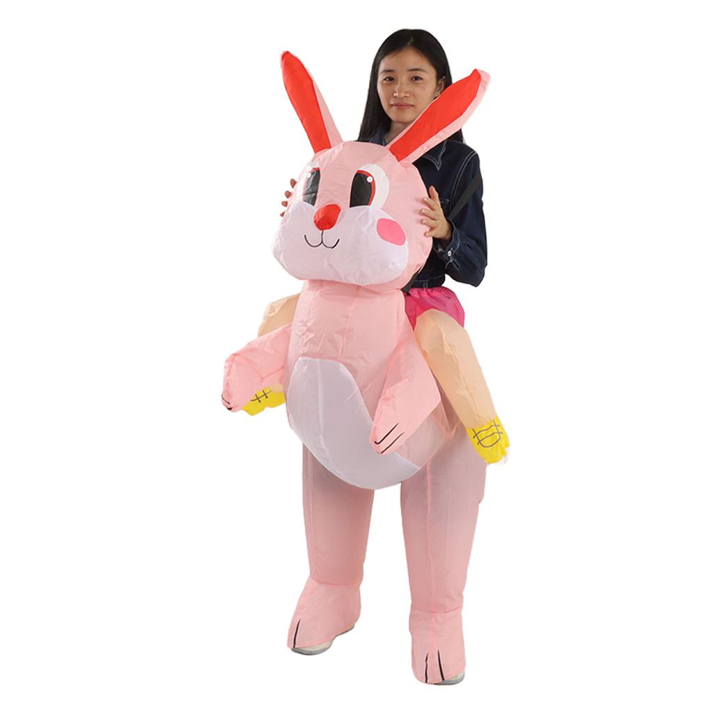 Easter Bunny Inflatable Costume Cute Festive Blow Up Riding Rabbit for Boys Girls Birthday Gifts 120 140cm 47.2 55.1in