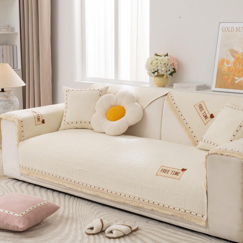 

Диванная подушка из чистой хлопчатобумажной ткани с кисточками в корейском стиле, современная высококачественная универсальная нескользящая стеганая подушка для четырех сезонов 70*70cm