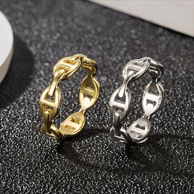Titanová Ocel 18K Zlato Prasečí Nos Dámský Niche Designový Prsten - Barevně Odolný Ins Styl Šperk