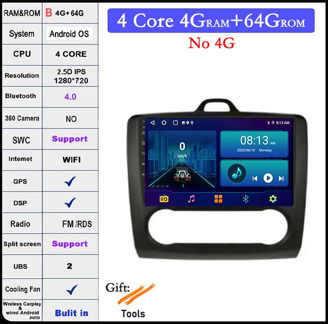 9 Inch For Ford Focus 2 3 MK2 MK3 2004-2011 DSP Android 14 Car Radio Multimedia Video Player Navigation Stereo GPS