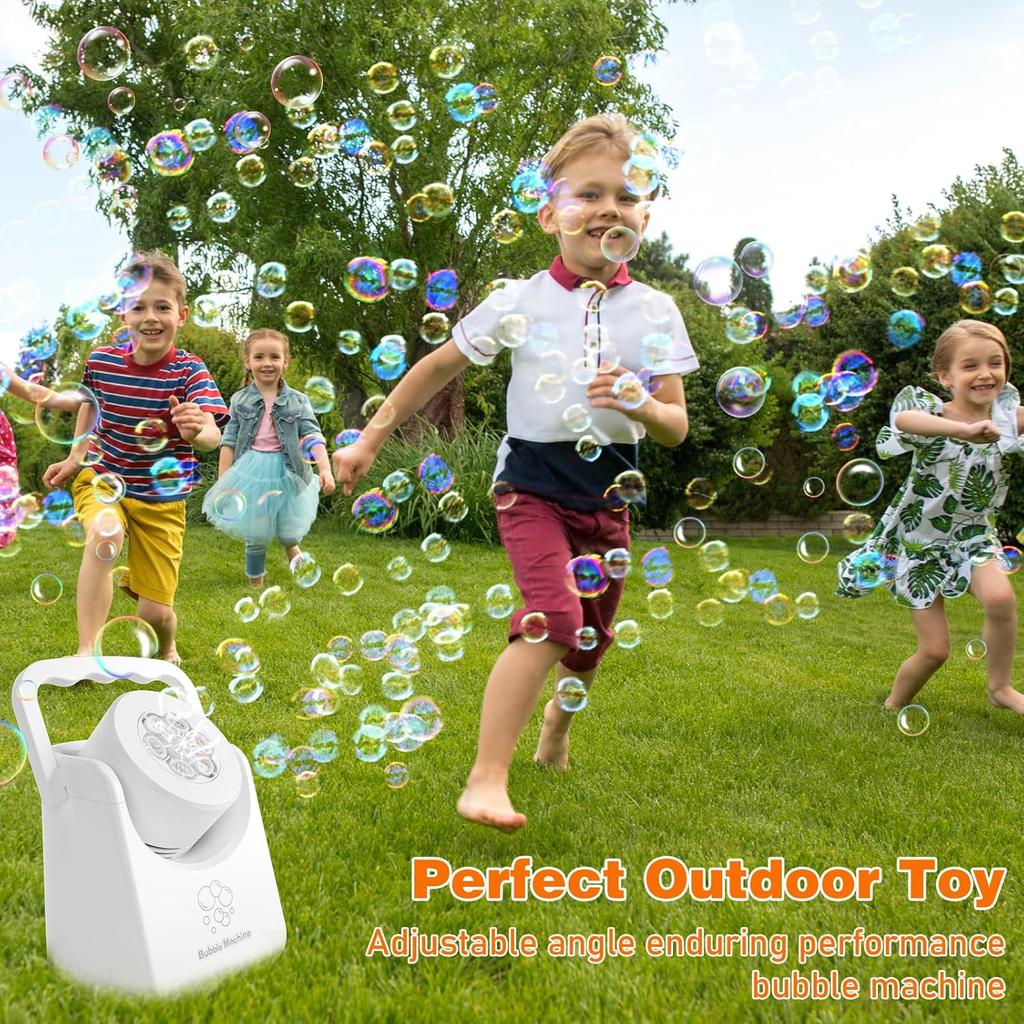 Bubble Machine Automatic Bubble Blower for Kids Batteries Operated Portable Bubble Maker Electric Bubble Machine Adjust Angle by 90° Indoor Outdoor