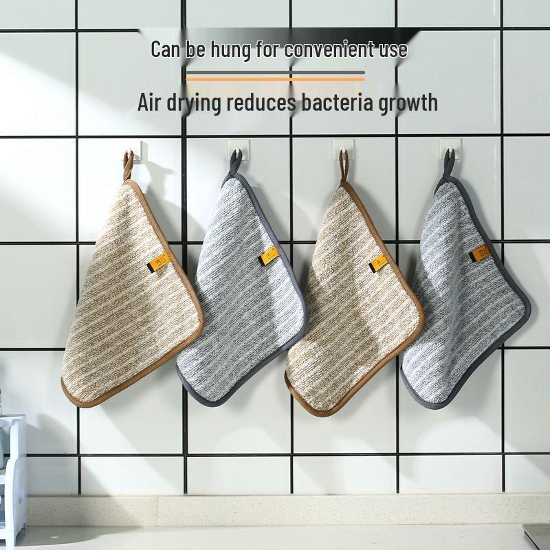 Bamboo Charcoal Fiber Non-Stick Oil-Absorbent Dish Towel, Lint-Free and Thickened for Cleaning.