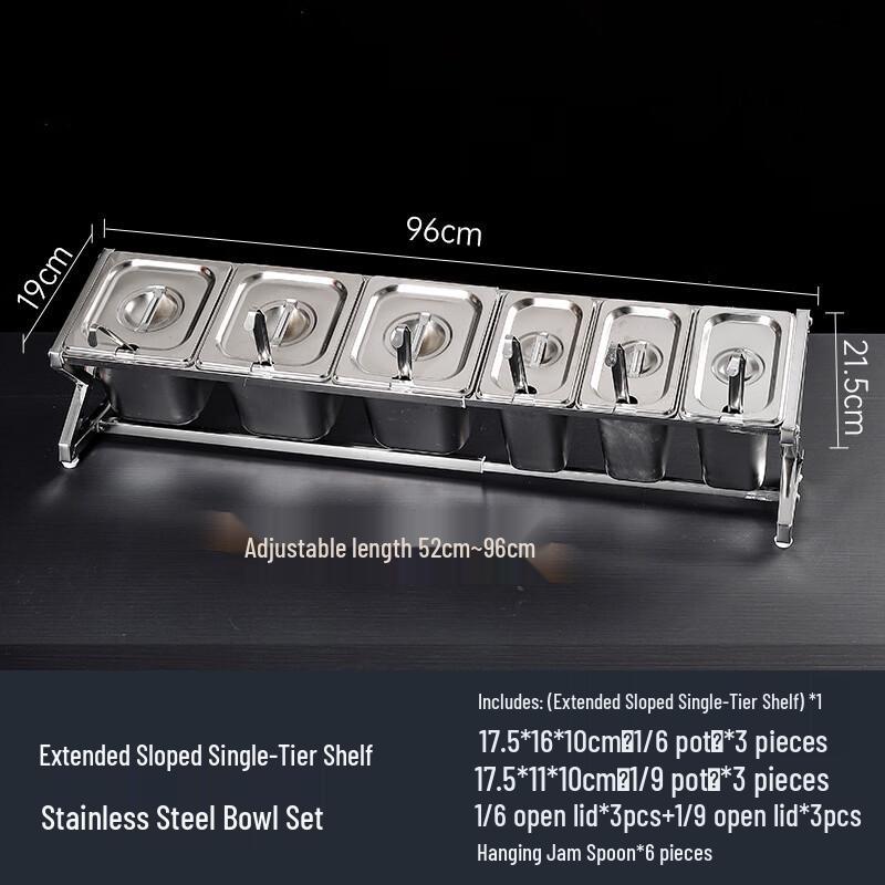 CMAOS Slanted Telescopic 6-Compartment Condiment Organizer Set with Lid