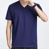 Men Tops Pure Color V-Neck Short Sleeve Tee Shirt Loose Fit Thin Breathable