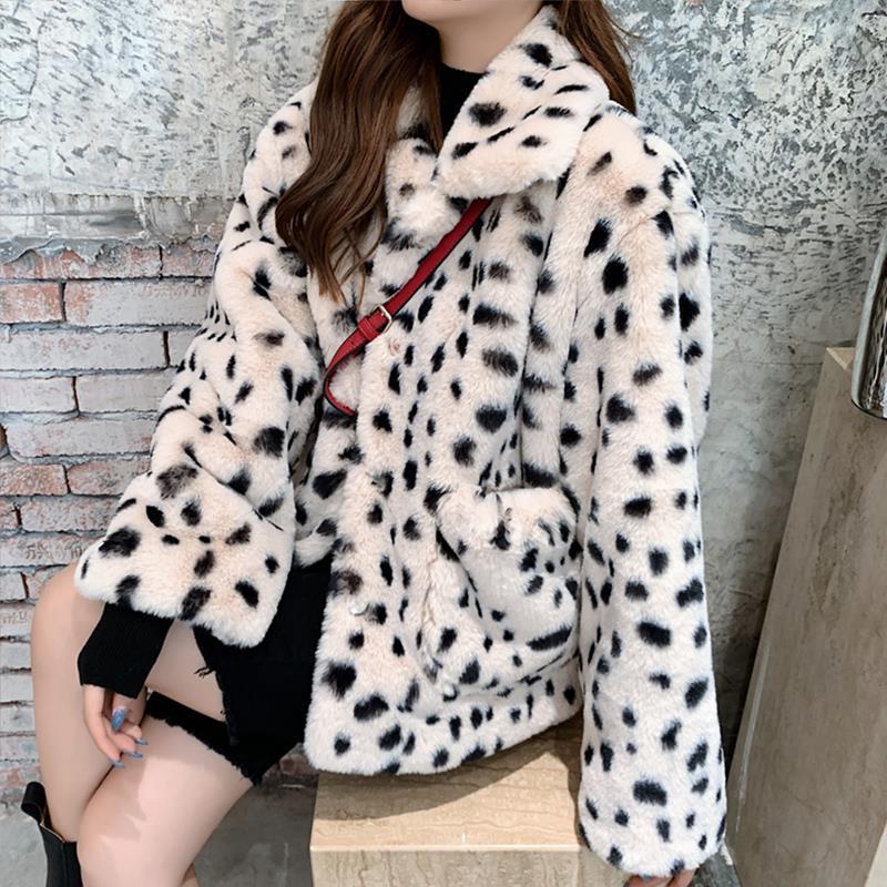 Plush Jacket Women Winter Short Korean Version Loose Faux Fur Leopard Print Coat