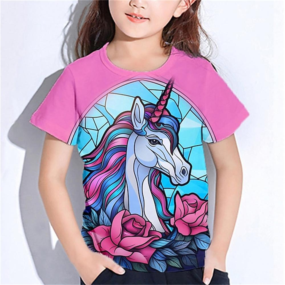 Clothes for Girls From 9 To 12 Years Unicorn Tshirt for Kids Summer Short Sleeve Kawaii T-Shirts