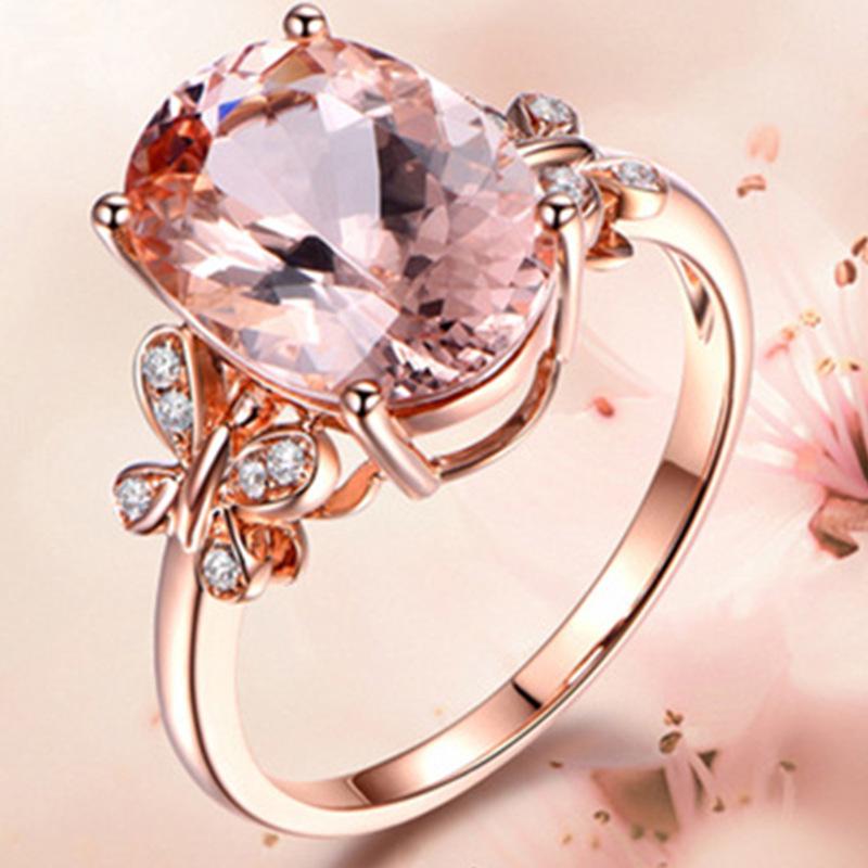Stylish Aquamarine Topaz Butterfly Ring Plated With Zircon Ring For Women S Hand no. 6