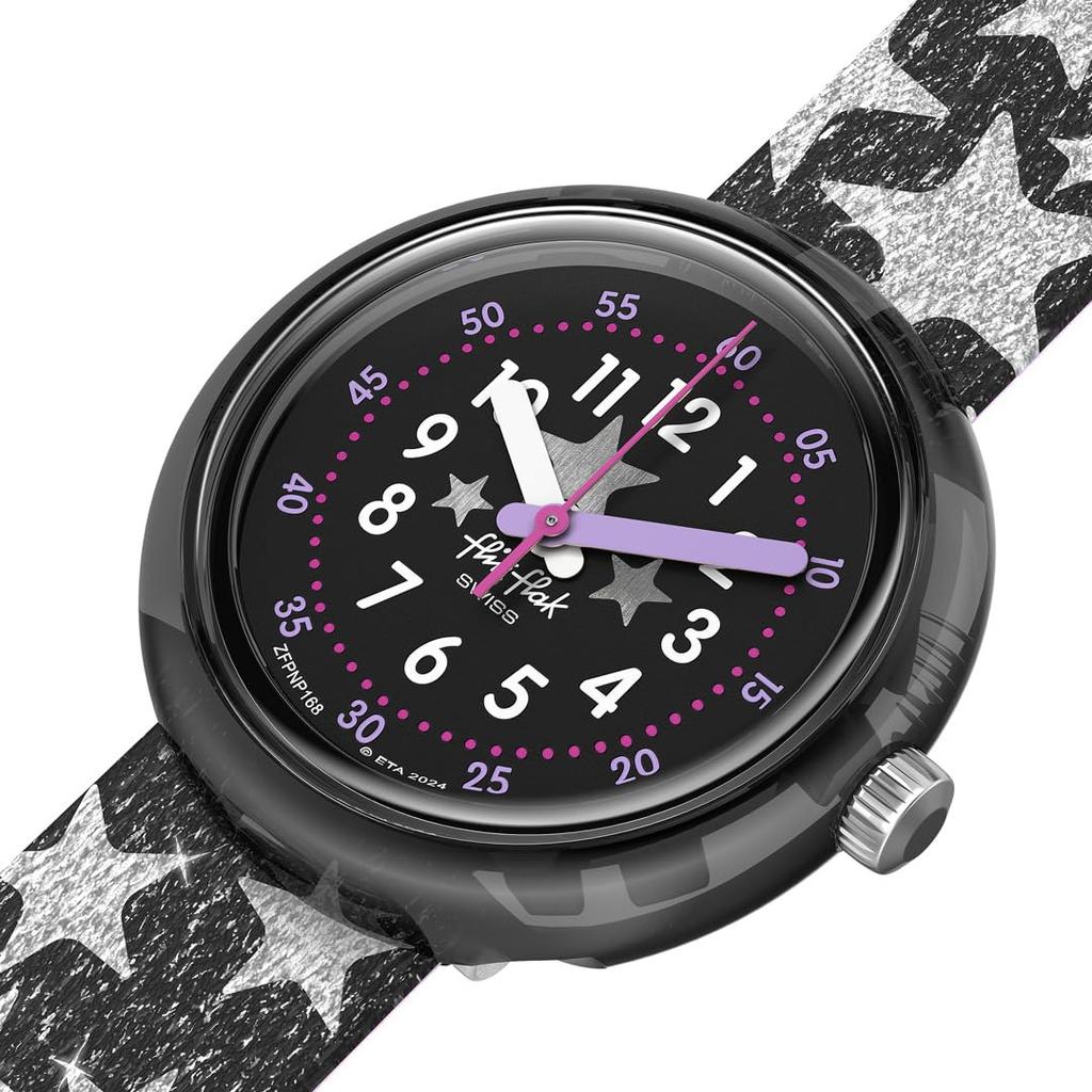 Swatch Flik Flak Gwieździsta Noc Zegarek FPNP168 Czarny Dziewczęcy