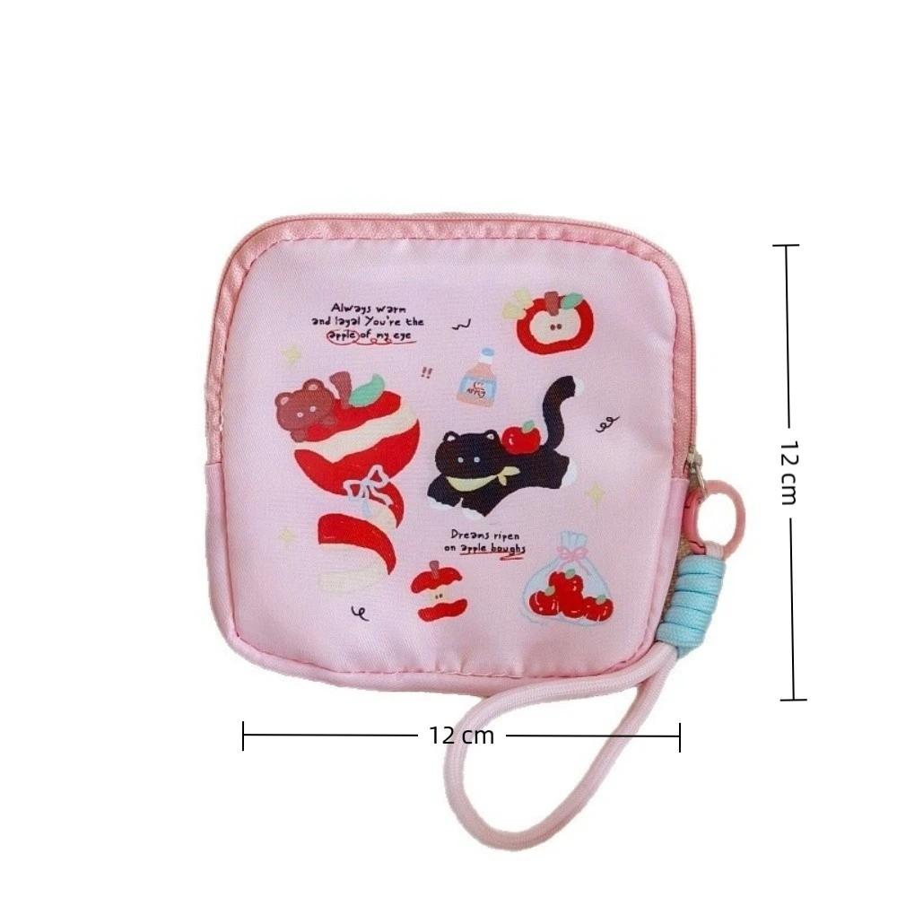Large Capacity Coin Purse Multifunctional Portable Sanitary Napkins Storage Bag with Zipper with Handle Cosmetic Bag