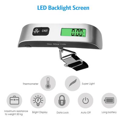 Digital Luggage Scale Hanging Suitcase Weight LCD Screen Display Portable with Thermometer Bandage 50Kg/10G Lb Oz
