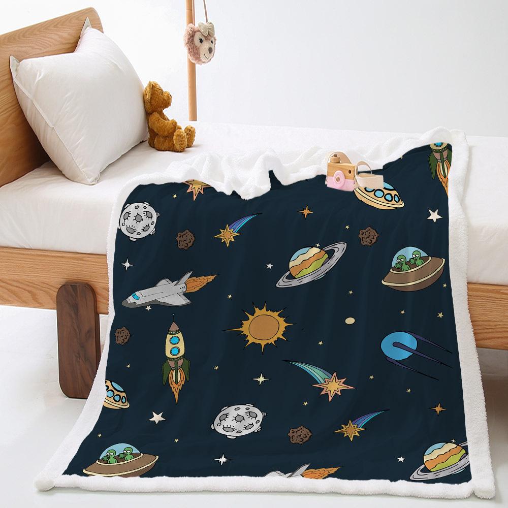 Car Moon Planet Thickened Lamb Fleece Crystal Fleece Blanket Cover Blanket