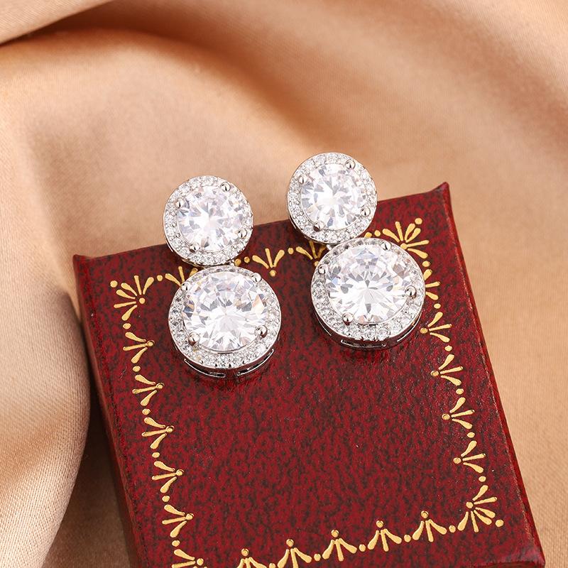 European and American Fashion Simple Temperament Size Disc Full of Diamonds Transparent Zircon Inlaid Bridal Stud Earrings 2026