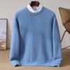 Men's Loose Fit Pure Wool Round Neck Sweater - Thickened, Long Sleeve Knit for Autumn/Winter.