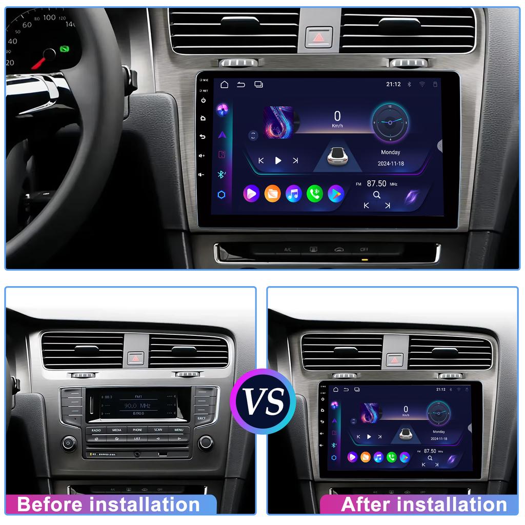 RK-3562 7 9 10 Zoll Android 14 Ultradünnes 4Cores 4+32GB Autoradio für universelles kabelloses Carplay GPS Navi Wifi BT 5.0