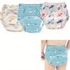3 Stück Töpfchentrainingshosen - Weiche Baumwolle Niedliches Eulen-Fisch-Design Elastischer Bund für Jungen Mädchen Bequeme Windeln für Jugendliche