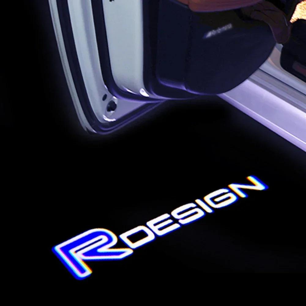 2Pcs LED R Design Logo Emblem Car Door Welcome Lights Laser Projector Lamp for Volvo XC40 XC90 XC60 S90 S60 S80 S80L V40 V90 V60