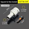 1/4" 3/8” 1/2” Square Drive To 1/4" Hex Shank Socket Adapter Converter Quick Change Bit Holder Repair Hand Tools Accessories