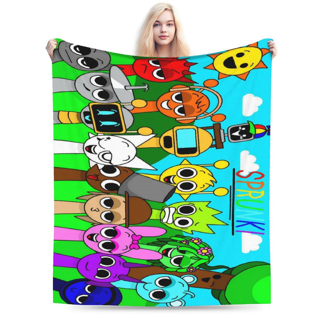 Cartoon Sprunki Music Game Blanket Fleece Soft Throw Blanket for Bedding Couch Bed Rug