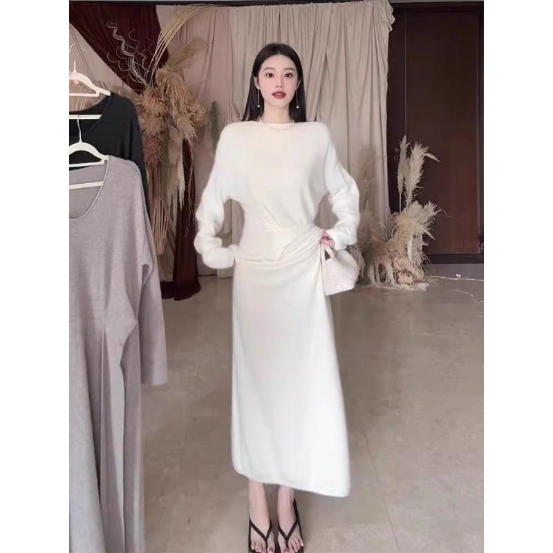 [] Fujia daughter high-end wear with white knitted dress inside women's new autumn sweater skirt