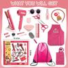 23 Pcs Hair Salon Girls Toys Kids Pretend Play Toys Toddler Dress Up Beauty Salon Set Stylist Kit with Hairdryer Flat Apron Scissors Curling