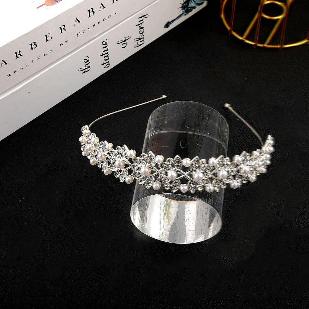 Cross-border Hot Selling Girls' Princess Crown Crystal Pearl Headband for Birthdays and Performances