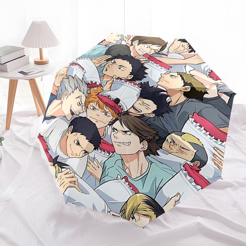 1pc Outdoor Umbrella with Haikyuu Characters - Automatic Opening/Closing, Portable 3-Fold Design, 8-Rib Iron Frame, Perfect Gift for Fans, Travel