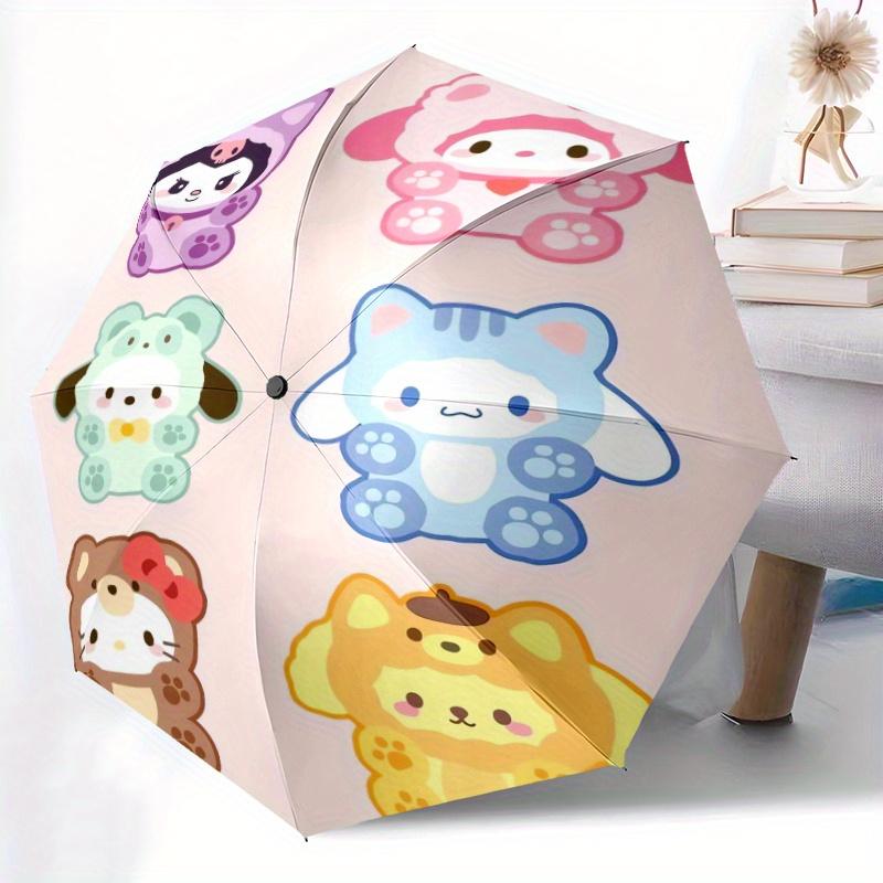 Cartoon Sanrio Cartoon Umbrella, Portable 3-Fold Compact Umbrella, Suitable for Camping, Hiking and Travel, Ideal Easter Birthday Gift for Family and