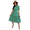 European & American Style Women's Printed Cinched Waist Swing Dress
