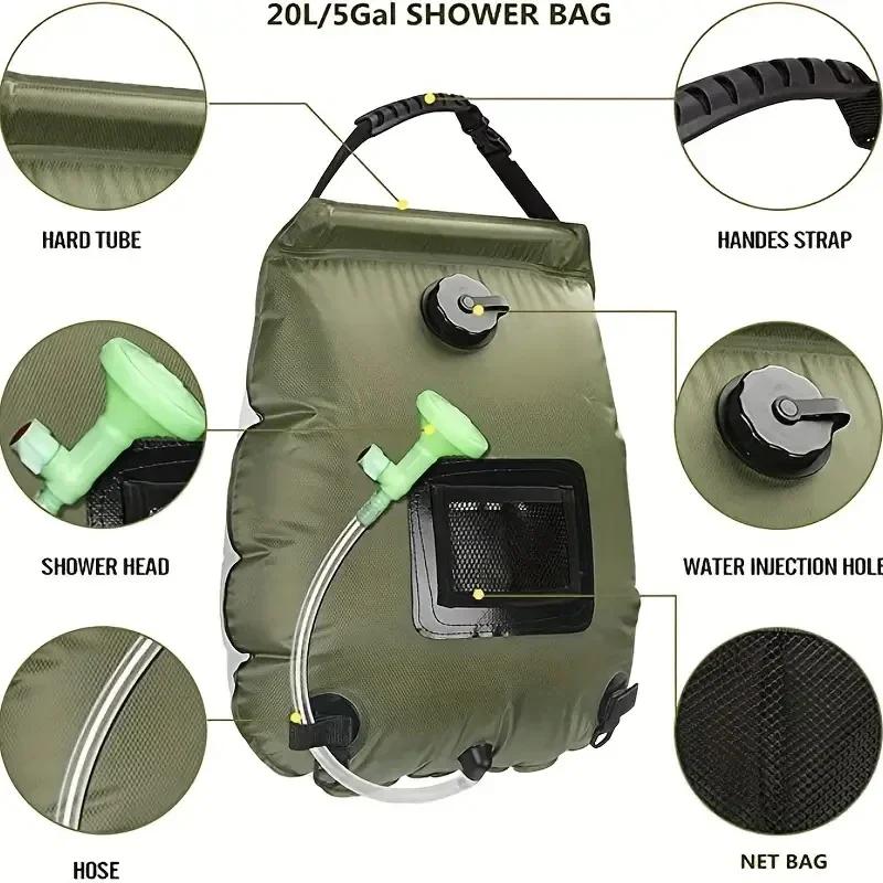 1PC 20L Shower Bag Outdoor Bathing Bag Bath Toilet Water Bag Camping Camping Equipment Hiking Accessories Camping Gear
