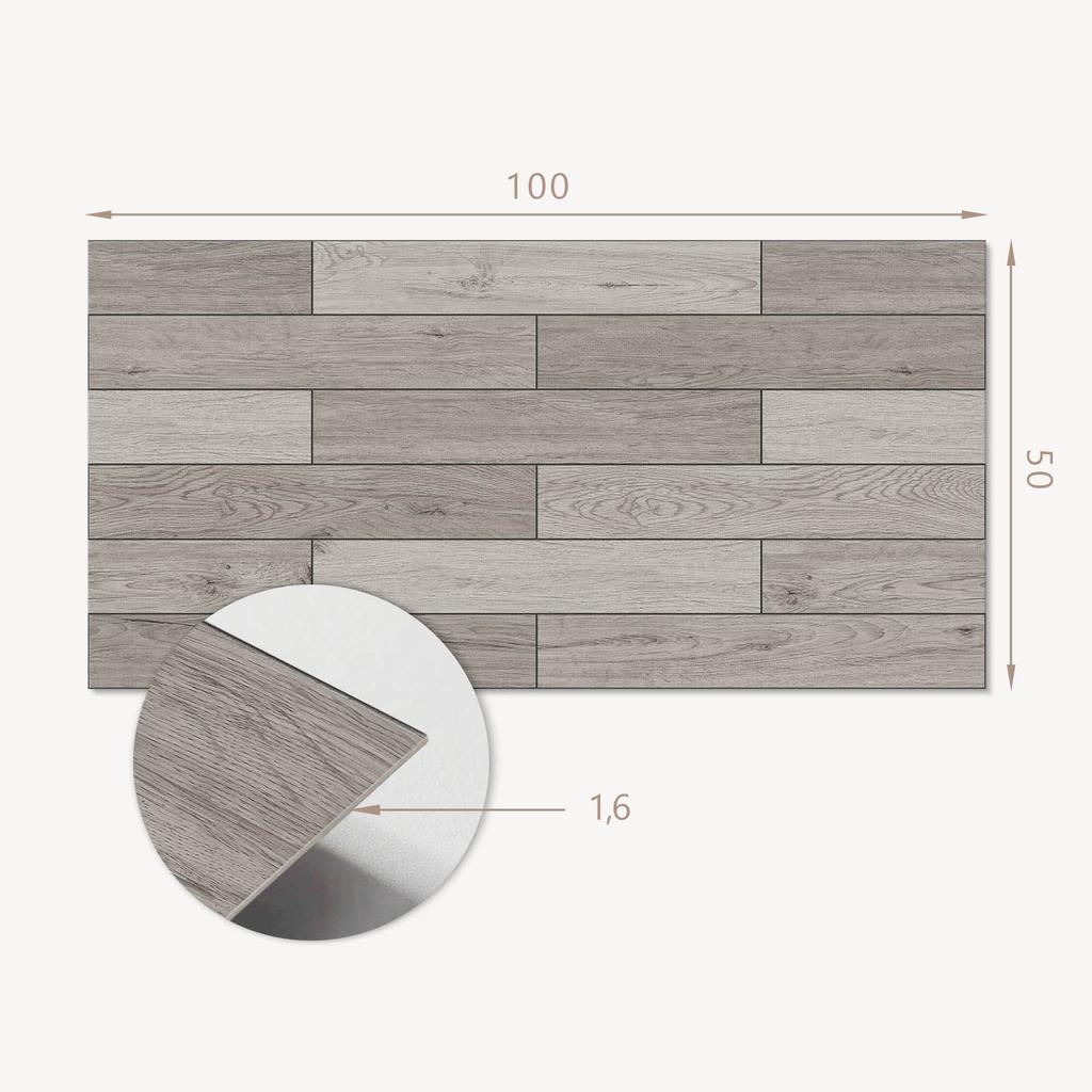 Vinyl Panel with Decor for Kitchen or Bathroom 100x50 Cm Boards In Wood Shades