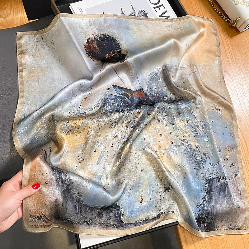 

100% шелковый шарф женский шелковичный роскошный высококачественный квадратный модный принт для волос шейный платок дамская шаль обертывания хиджаб бандана шарфы 70x70cm