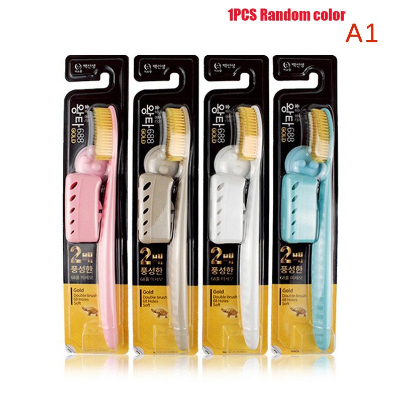

1PCS Random Korean Original Tooth Brush Large Head Toothbrush With Travel Case Adult Charcoal Biodegradable Oral Health Cleaning