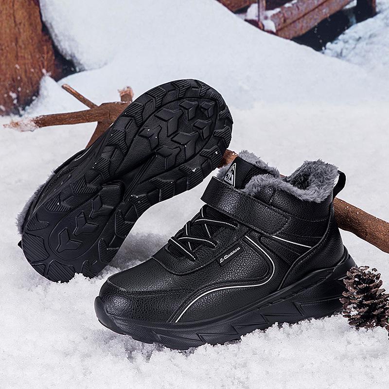 Winter velvet warm waterproof leather shoes for the elderly mother shoes large cotton shoes snow boots women's sports elderly walking shoes