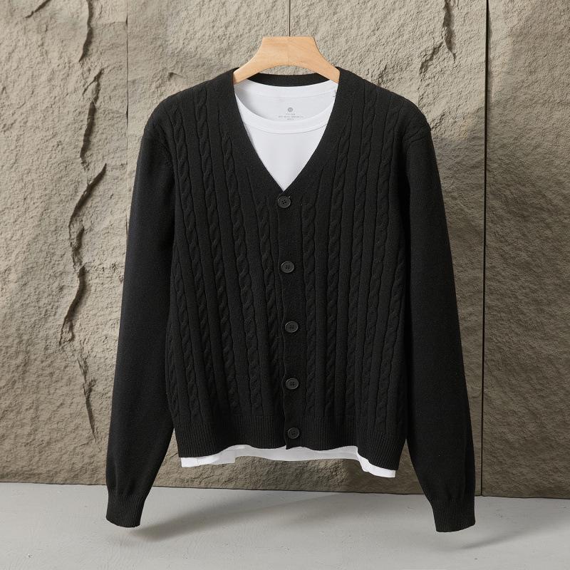 2025 Autumn/Winter Men's Casual Korean Style V-Neck Cardigan Sweater