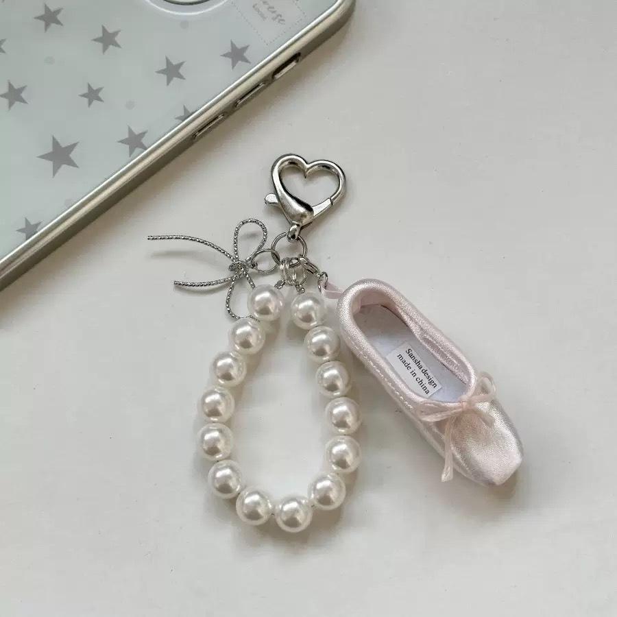 Mini Ballet Shoes Pearl Keychain & Bag Pendant
