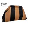 Beach Vacation Bag Woven Striped Clutch Purse for Woman Large Capacity Cosmetic Pouch Portable Knit Dumpling Bag Kiss Lock Handbag Evening,