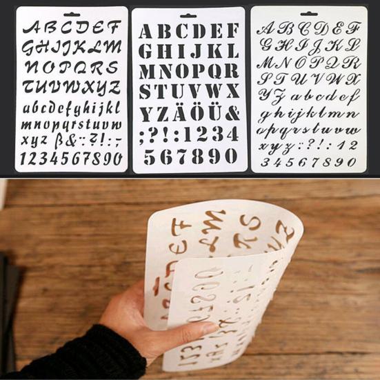 1 Sheet Painting Scrapbooking Hollow Letter Alphabet Design Plastic Educational Drawing Board for Kids