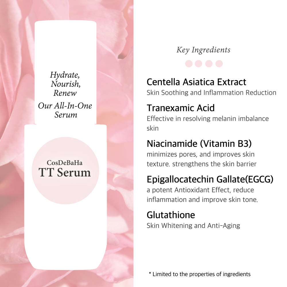 Cos De BAHA TT Tranexamsäure 10% Niacinamid Glutathion Aufhellendes Ampullen Serum 30ml